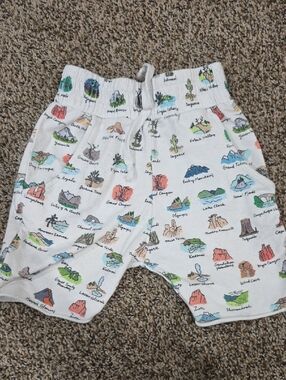 Kids White Drawstring Shorts with Colorful Map Print